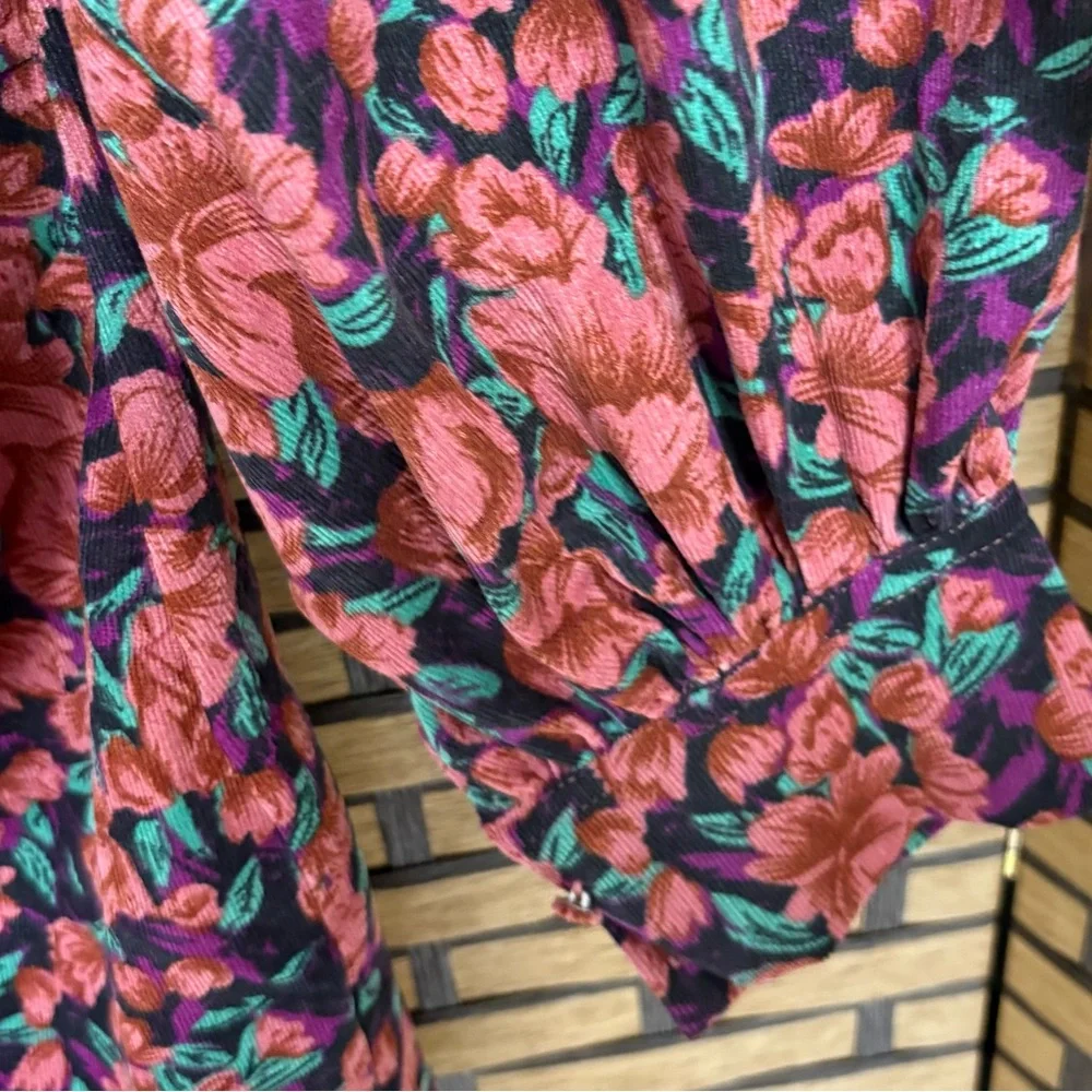 Fate Bohme Floral Button Down Ruched Dress Size Large - Picture 7 of 10